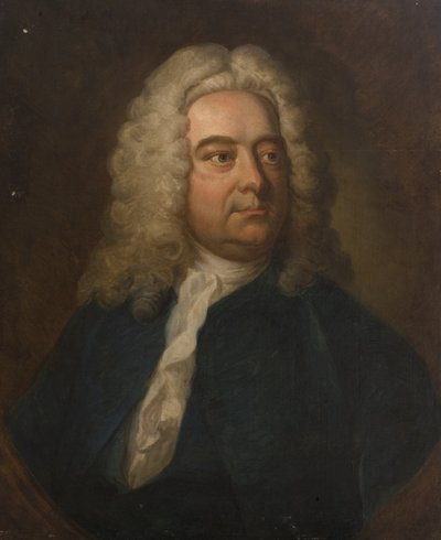 Retrato de un hombre de azul (posiblemente el reverendo G. Greenway), principios del siglo XVIII de British School